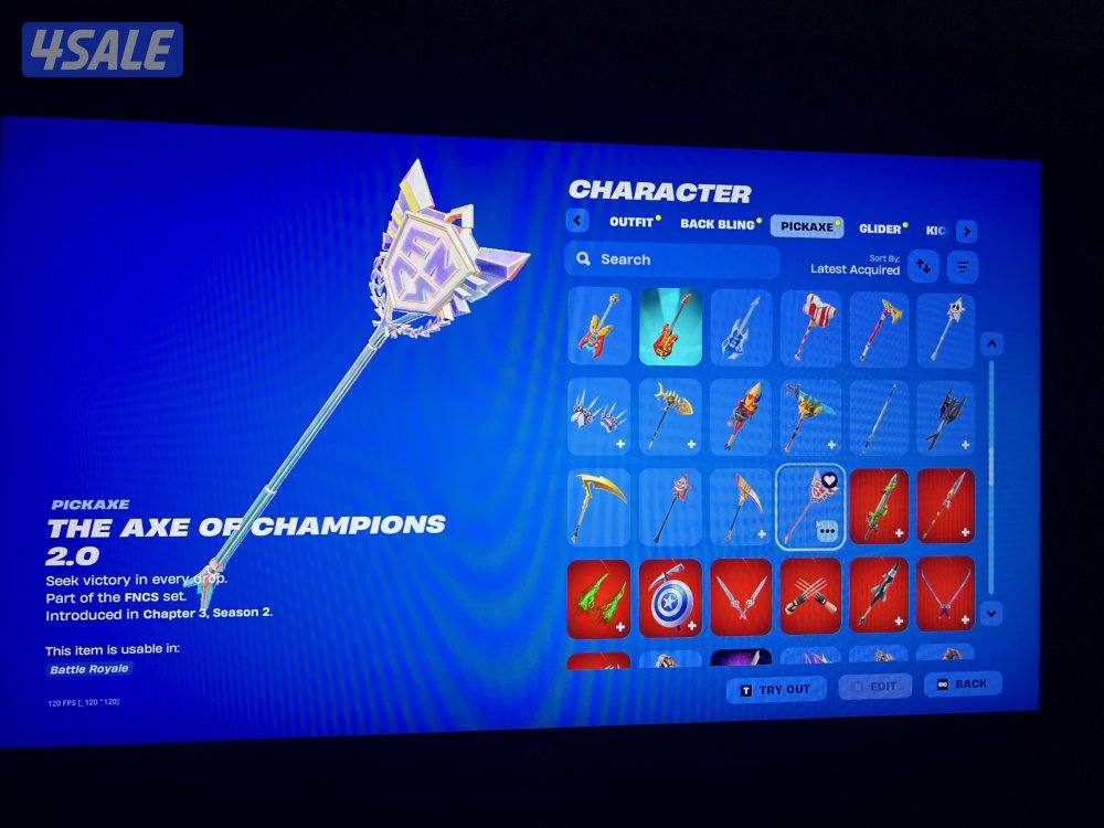 حساب فورت نايت 170 سكن شيطون + سيزن٣ واكسات وسكنات عرق4