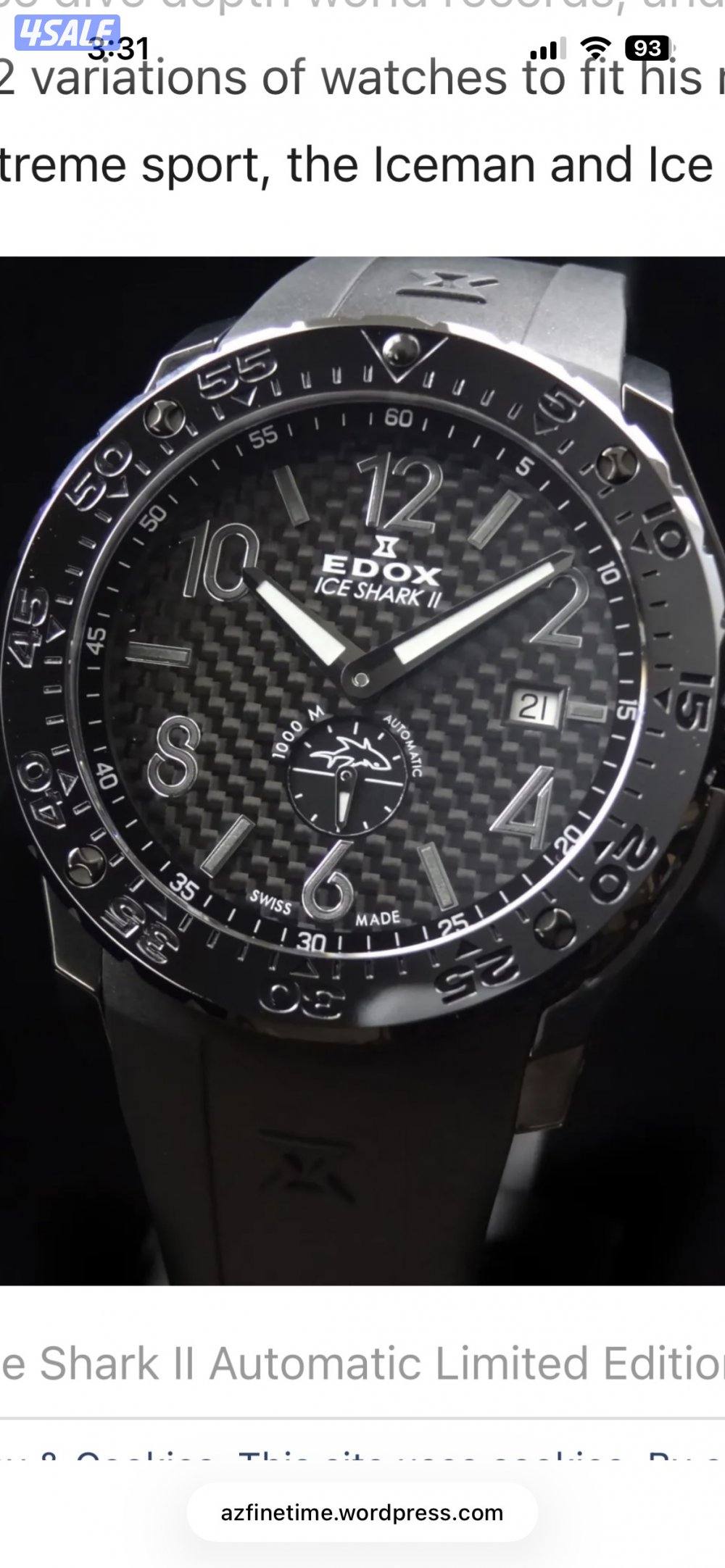 للبيع ساعة EDox سويسرية لمتد اديشن اوتوماتيك كارين فايبر كالجديدة0