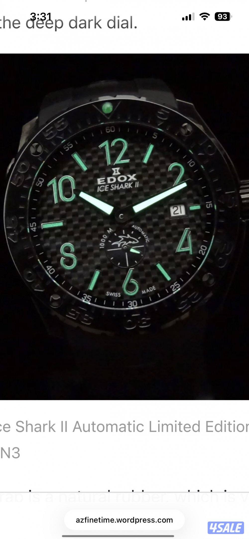 للبيع ساعة EDox سويسرية لمتد اديشن اوتوماتيك كارين فايبر كالجديدة1