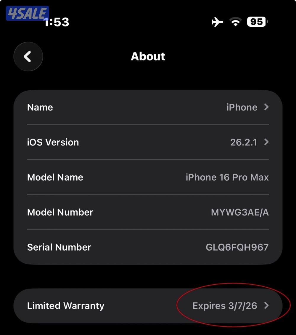 Iphone 16 pro max with box and his charge new and warranty.4
