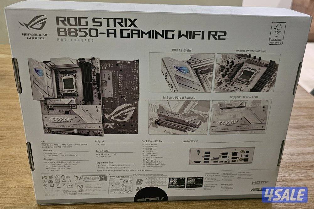 مذربورد ASUS ROG STRIX B850-A WiFi R2 جديد لمعالجات am54