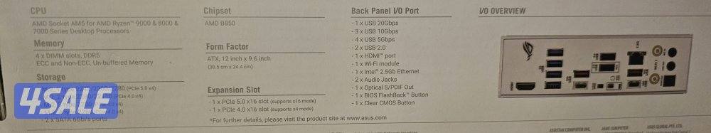 مذربورد ASUS ROG STRIX B850-A WiFi R2 جديد لمعالجات am55
