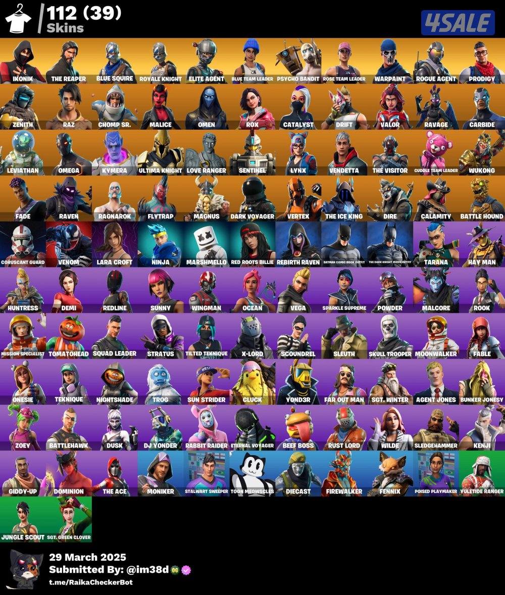 حساب فورت نايت ايكونك وسيزن 3 ونوادر2