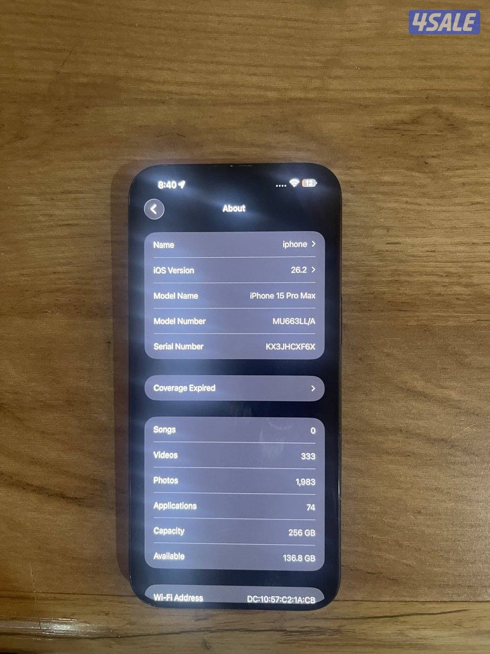 Slightly used 15 pro max with 256 gb no cracks not broken0