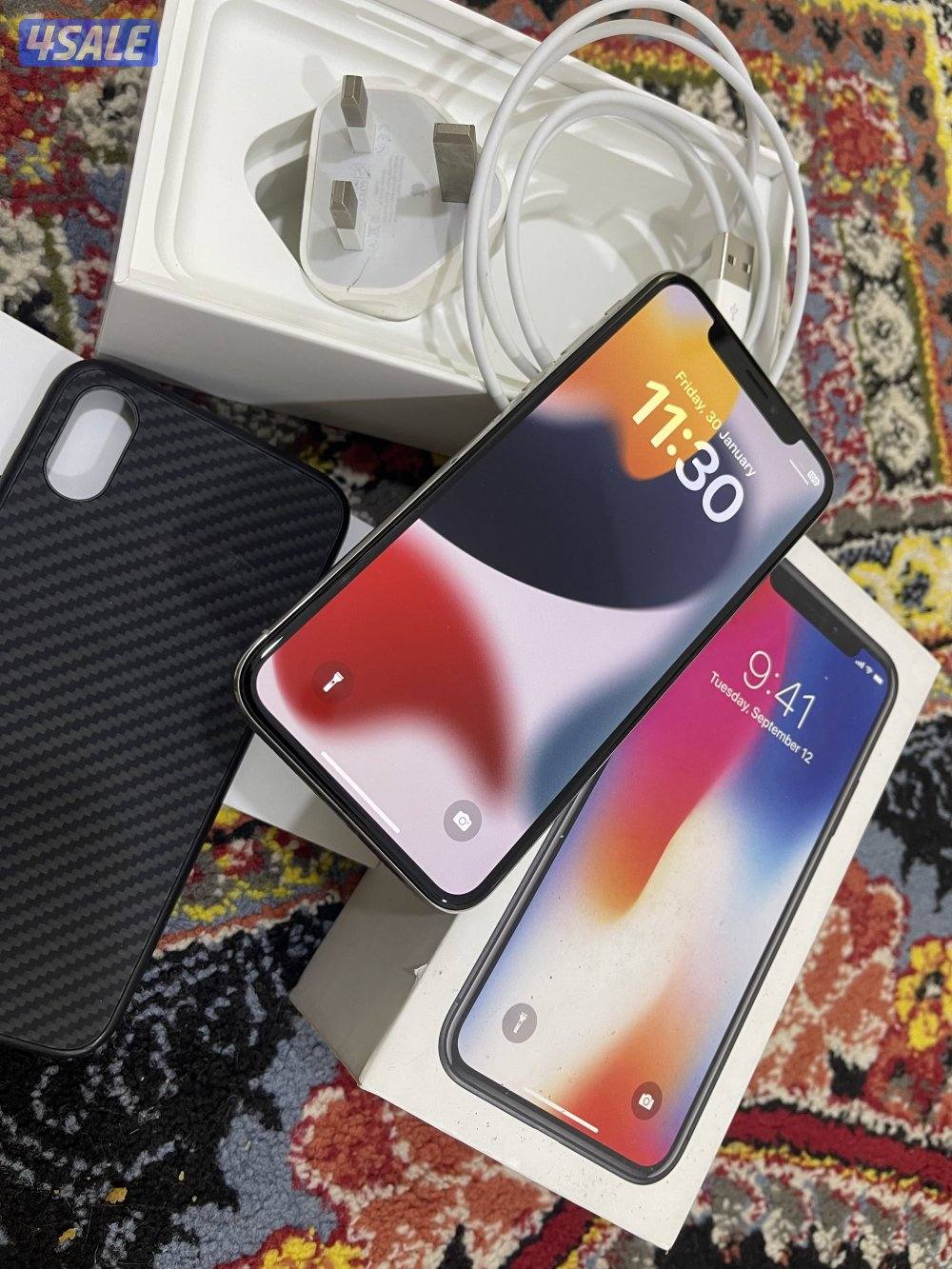 ايفون اكس X نظيف جدا 256 قيقا بطارية 83 مو مبطل مع الشحن والواير1