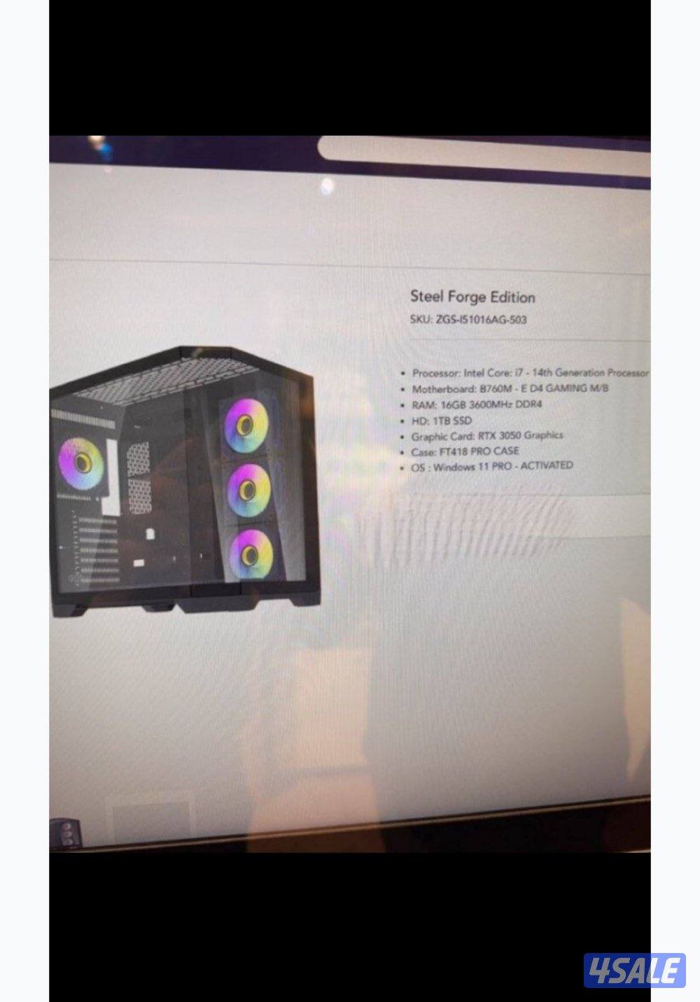 للبيع PC gaming  مع شاشة خاصة للألعاب0