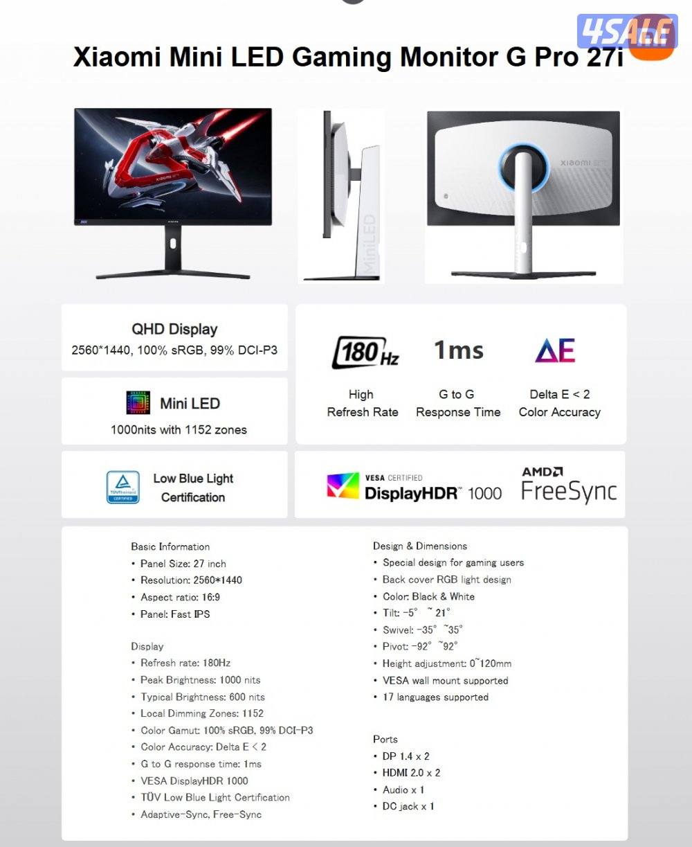 Xiaomi G pro27i 27 inch 180hz mini led4