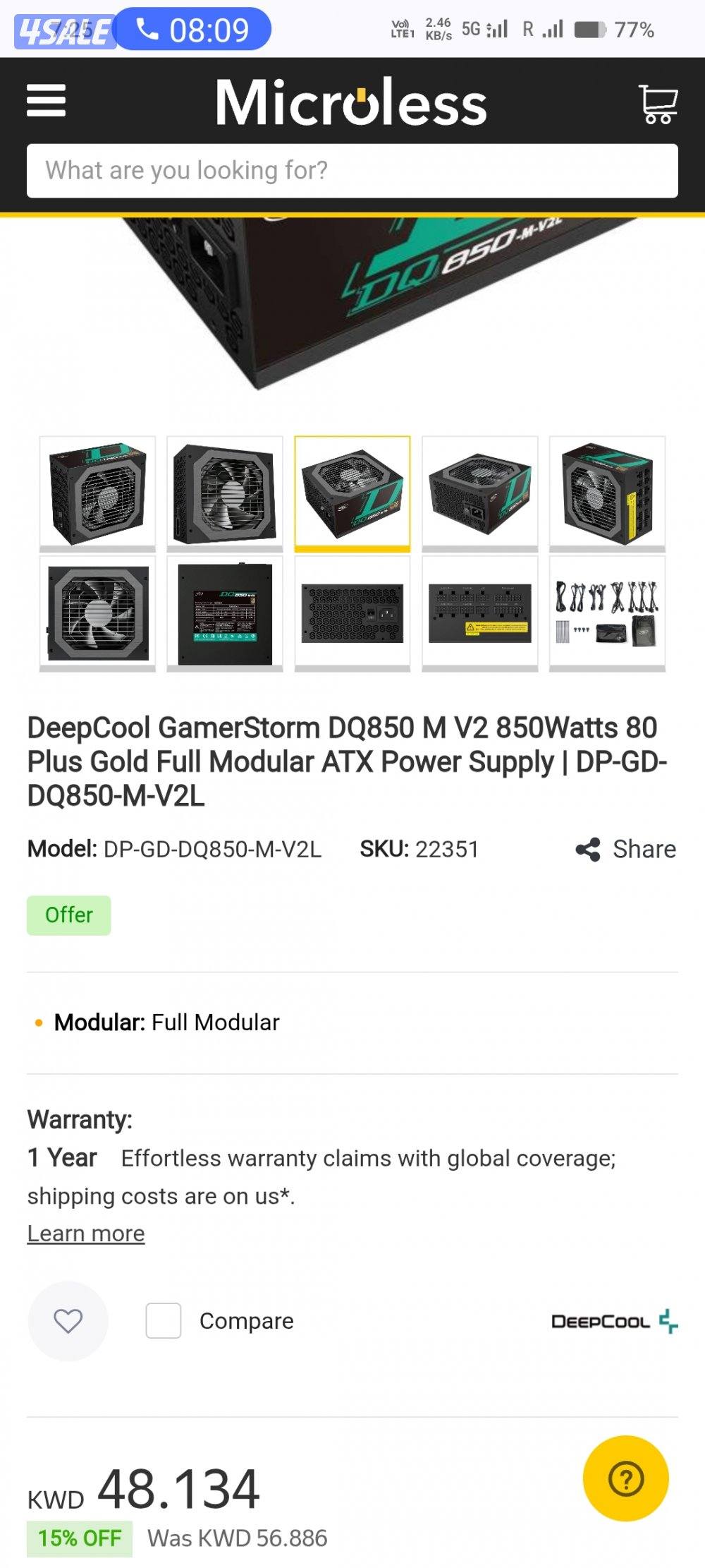 Deepcool DQ 850-M-V2L 850w gold Certified Fully Modular Power Supply5