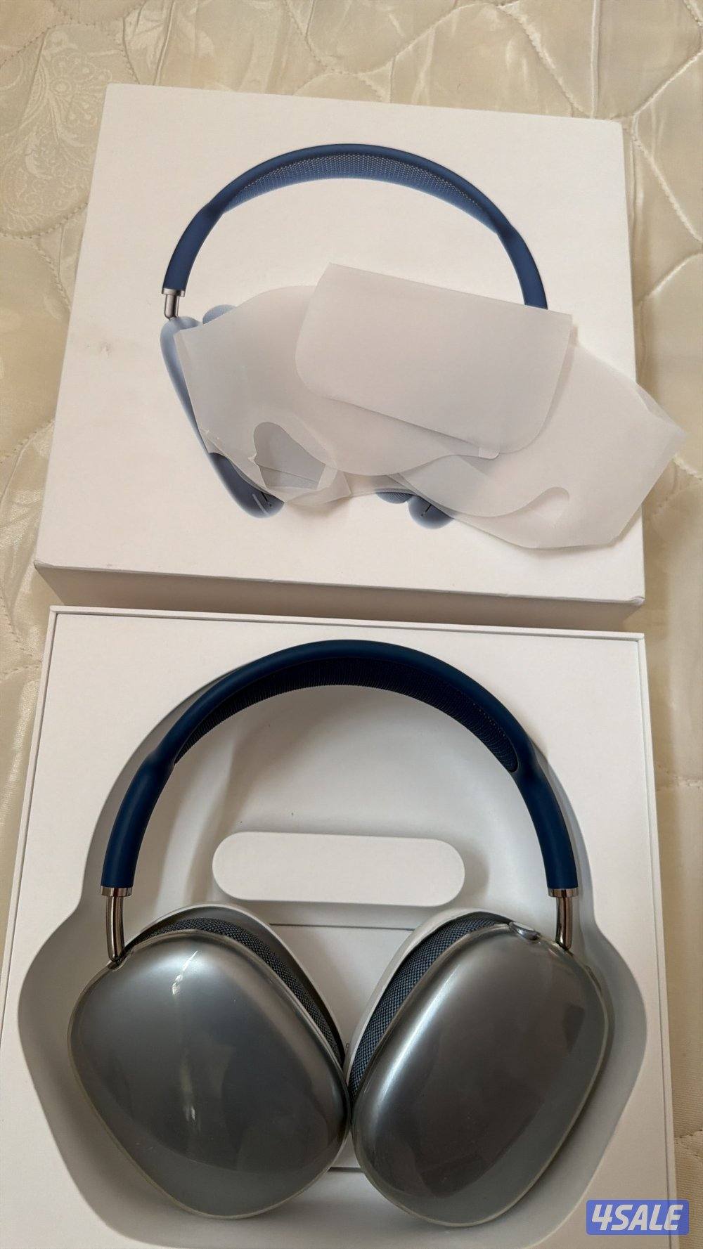 للبيع اير بودز ماكس لون ازرق مع كامل اغراضها1