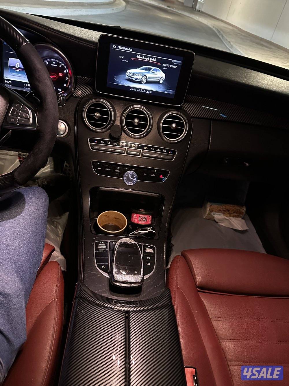 مرسيدس c250 صدفي من داخل احمر اعلى المواصفات12