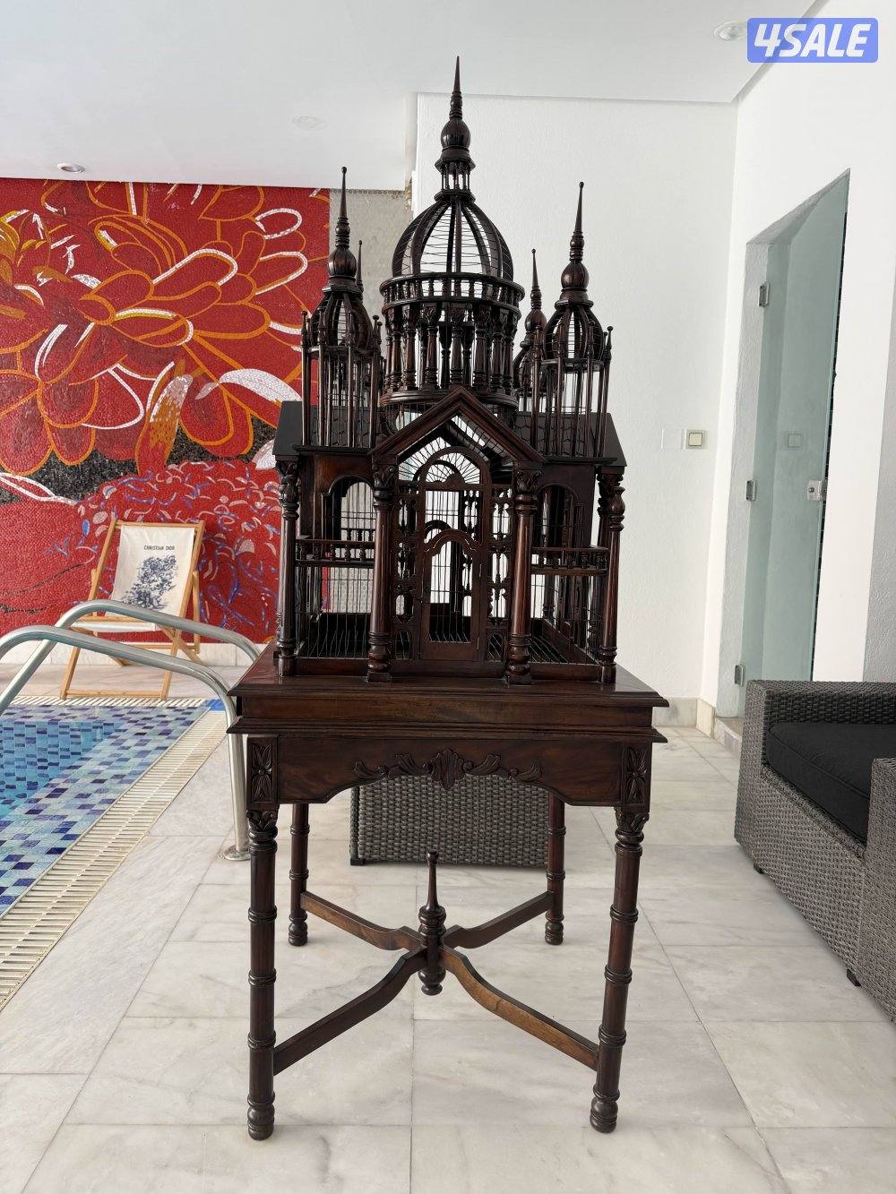 قفص ديكور خشب مهوقوني صناعة يدوية0