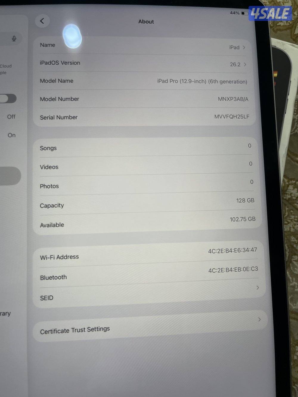 ايباد ابرو 12.9 الجيل السادس m2قيقا128نضيل كامل اغراض2