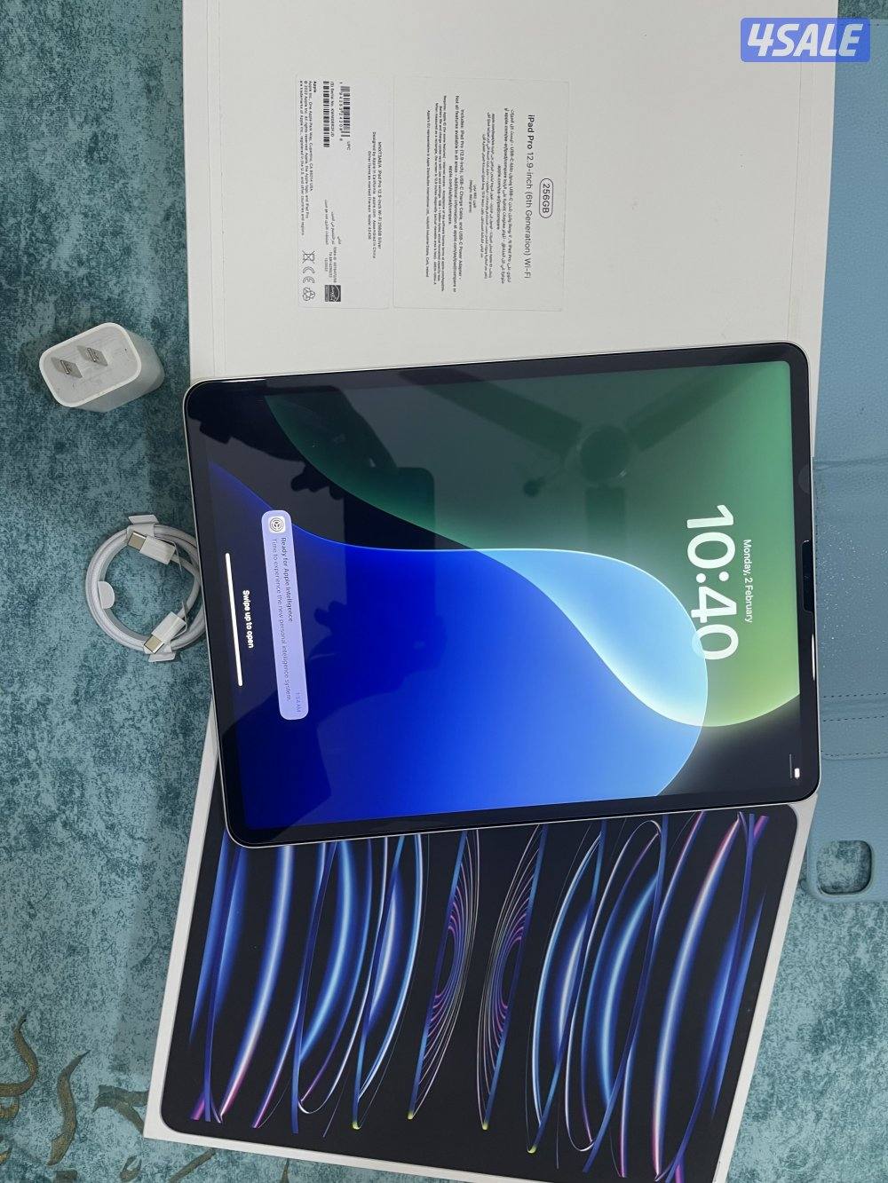 ايباد برو 12.9 بوصة 256 قيقا بطارية 93 ام تو m2 الجيل السادس نظيف حيل5
