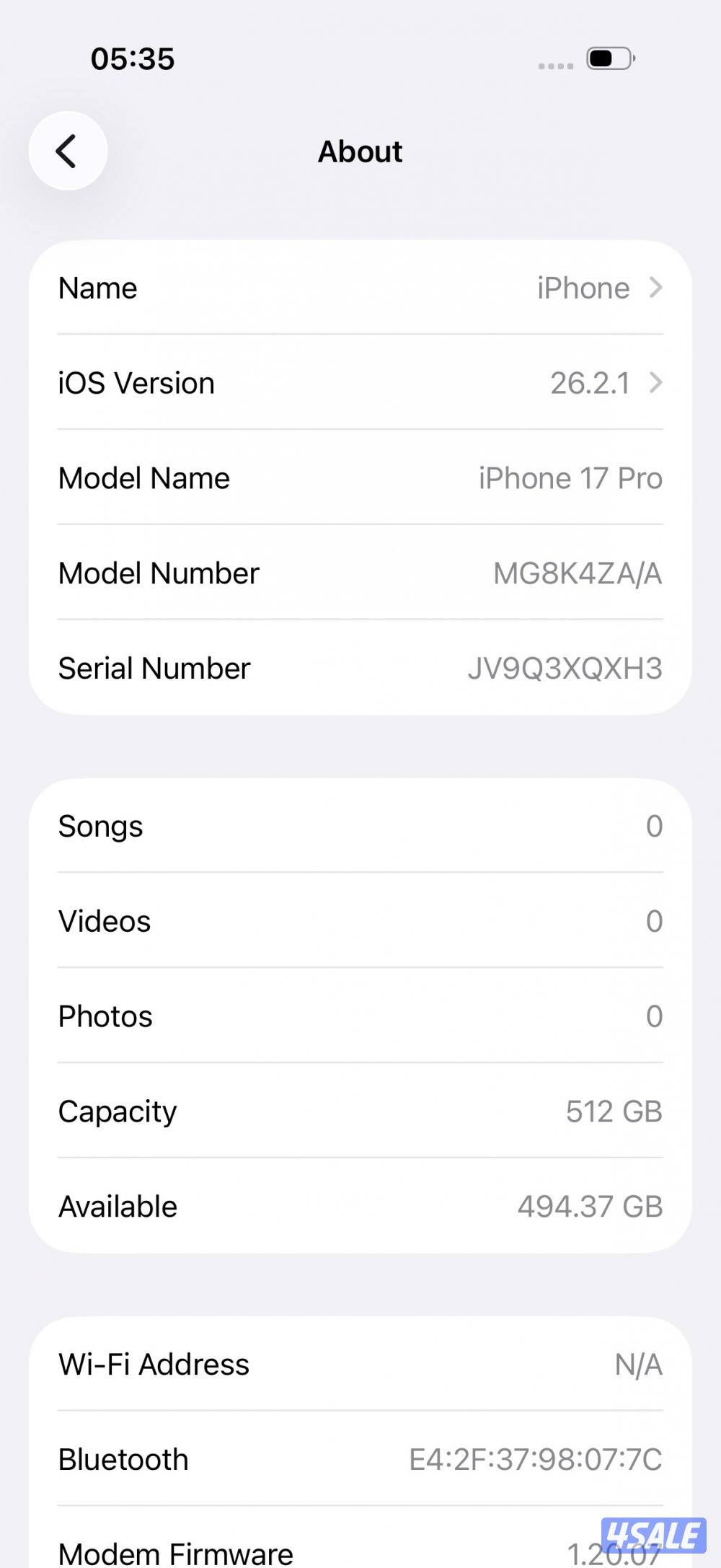iPhone 17 pro 512gb used with physical sim available2