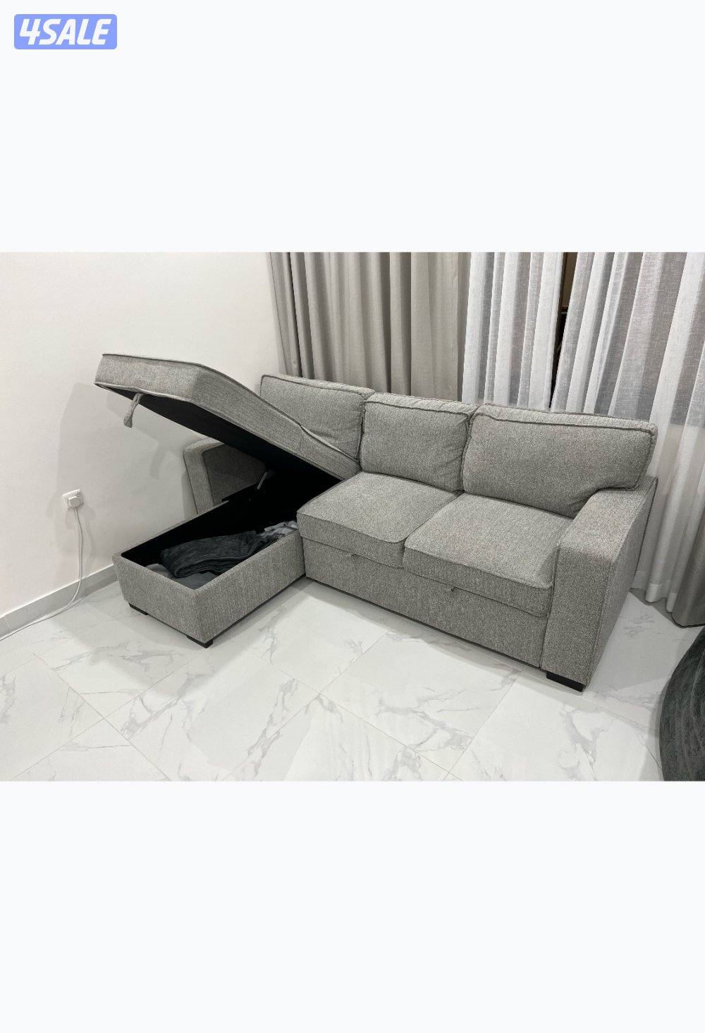 صوفا بيد زاوية لون رمادي1