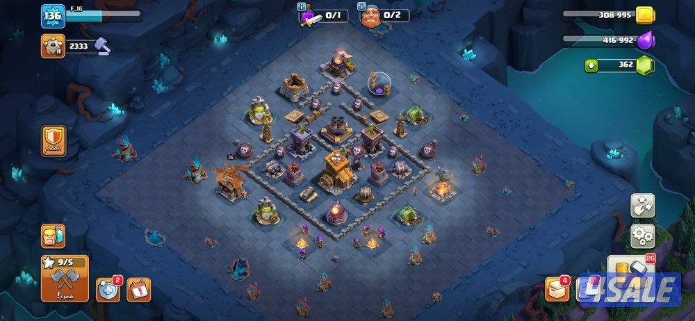 حساب كلاش اوف كلانس تاون 12 شبع ممكس وقريه ليليه تاون + 500 جوهرة6