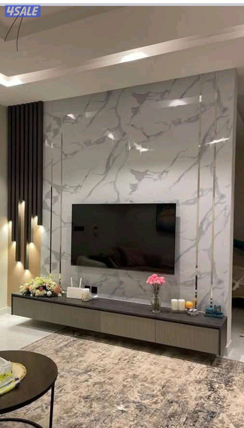 ديكورات خشب بديل شابرد تربنتين ووييجارات بديل حجر خلفيات تلفزيون درسنج2