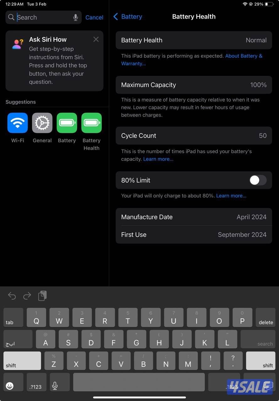 iPad Air 11-inch (M2, 2024) Wi-Fi 256GB Space Gray Model A29026