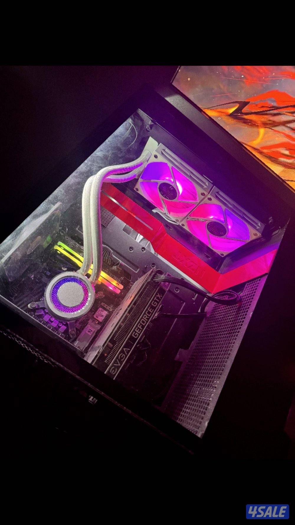 بي سي GTX 1660 معالج i5 10500 معه مبرد مائي وماوس وكيبورد وطاوله وشاشه2