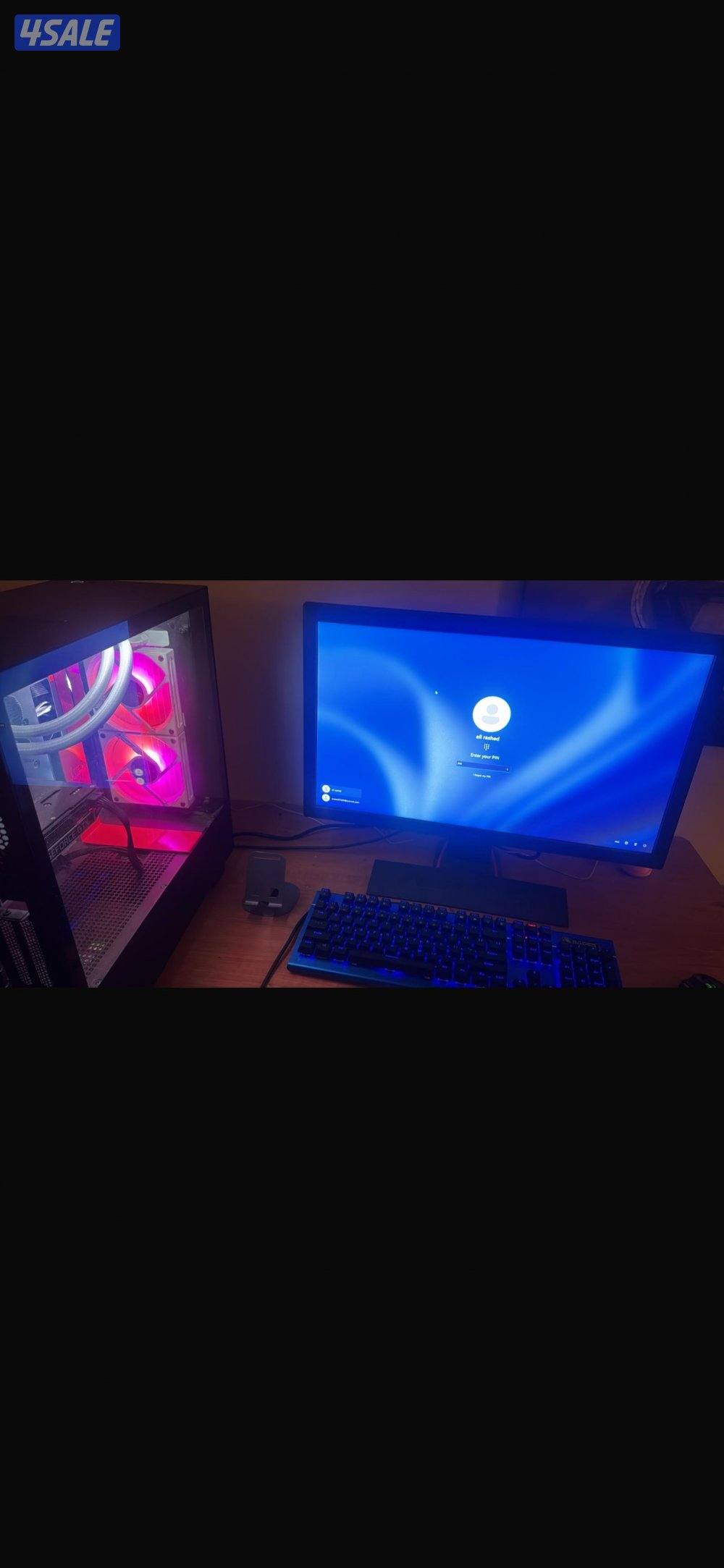 بي سي GTX 1660 معالج i5 10500 معه مبرد مائي وماوس وكيبورد وطاوله وشاشه3