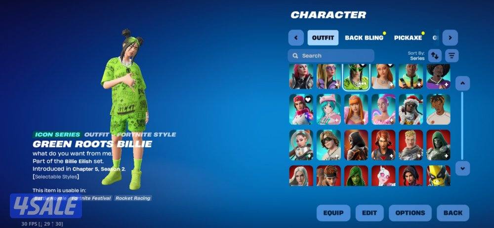 حساب فورت نايت 272 سكن + سكن PoLo وسكنات واكسات عرق3