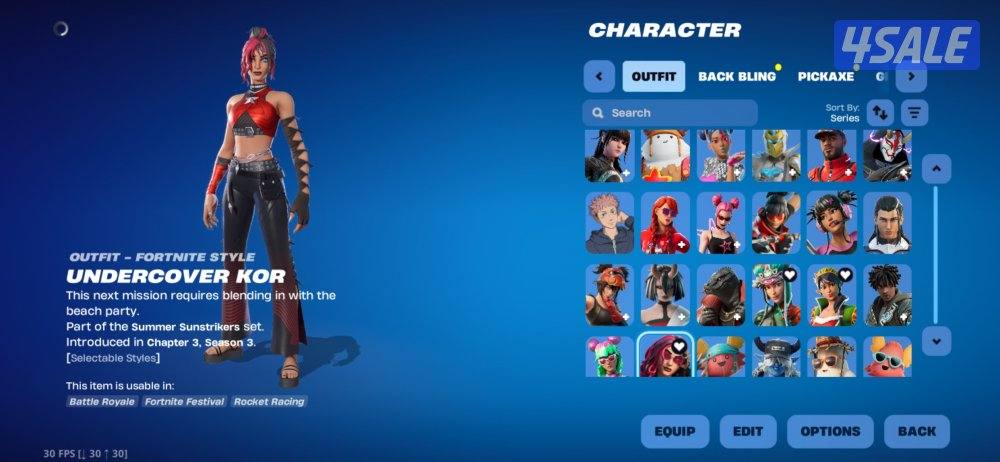 حساب فورت نايت 272 سكن + سكن PoLo وسكنات واكسات عرق4