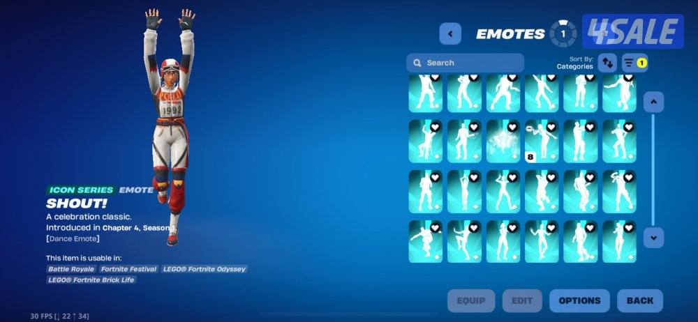 حساب فورت نايت 272 سكن + سكن PoLo وسكنات واكسات عرق14