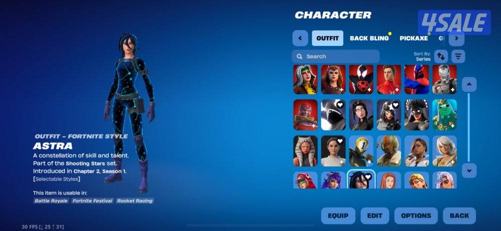 حساب فورت نايت 272 سكن + سكن PoLo وسكنات واكسات عرق8