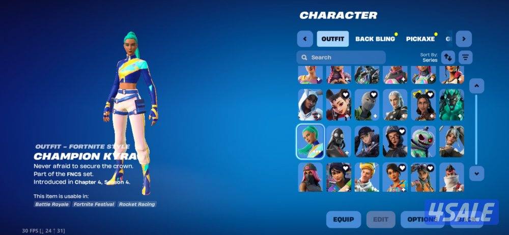 حساب فورت نايت 272 سكن + سكن PoLo وسكنات واكسات عرق7