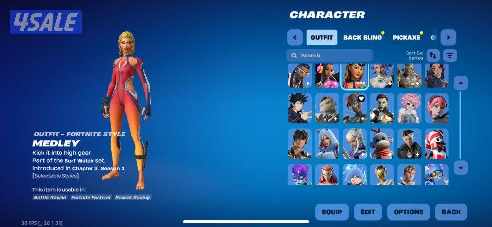 حساب فورت نايت 272 سكن + سكن PoLo وسكنات واكسات عرق10