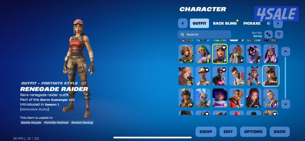 حساب فورت نايت 272 سكن + سكن PoLo وسكنات واكسات عرق11