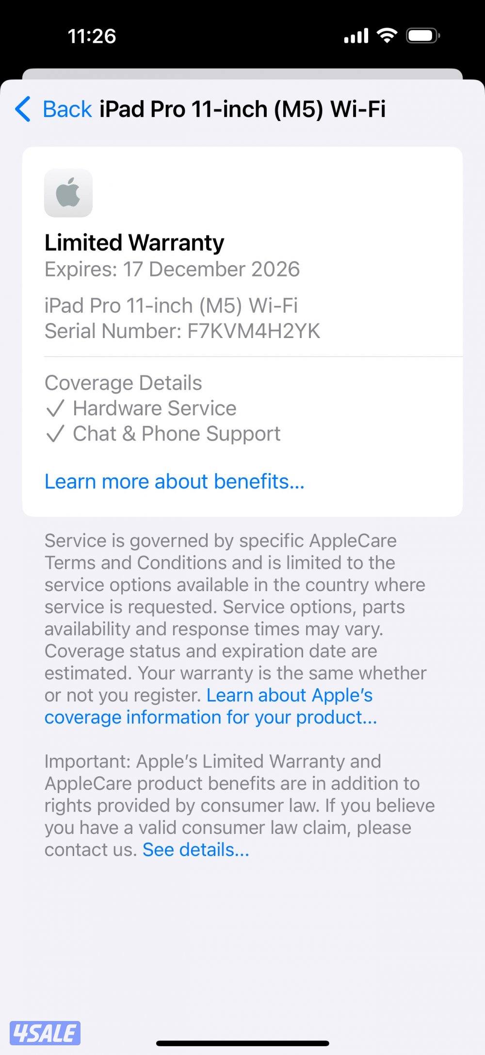 iPad Pro 11” M5 256GB Wifi space Black Used.9