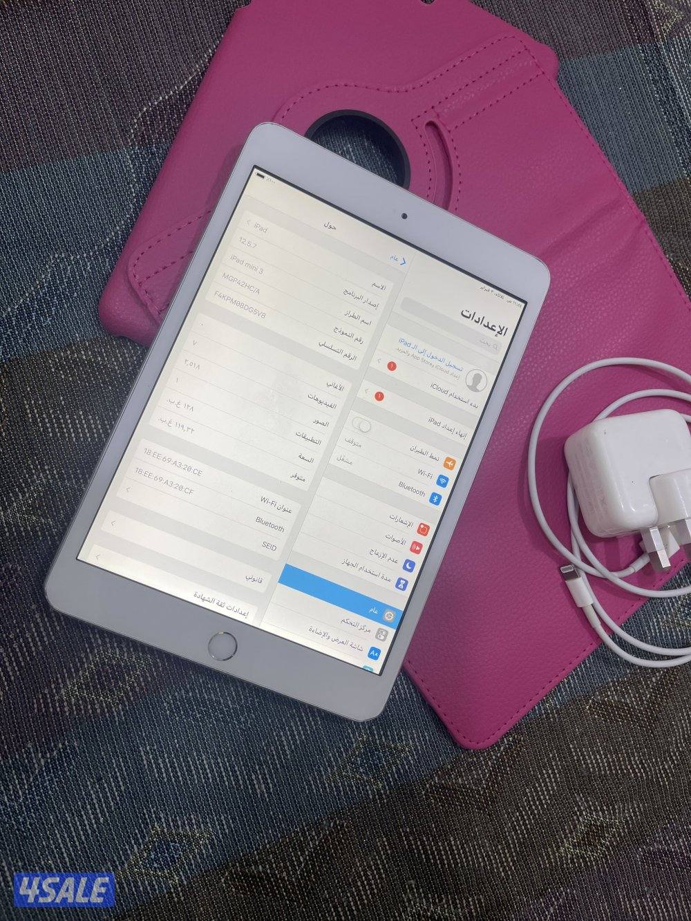 ايباد ابل ميني 3 فضي 128 قيقا نظيف وشغال زين مع الاغراض كامله1