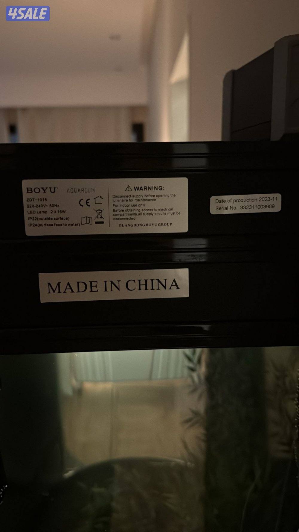 للبيع حوض سمك ماركته boyu سعة  ٢٥٨ لتر مع اغراضة كاملة من محل بيت زون1