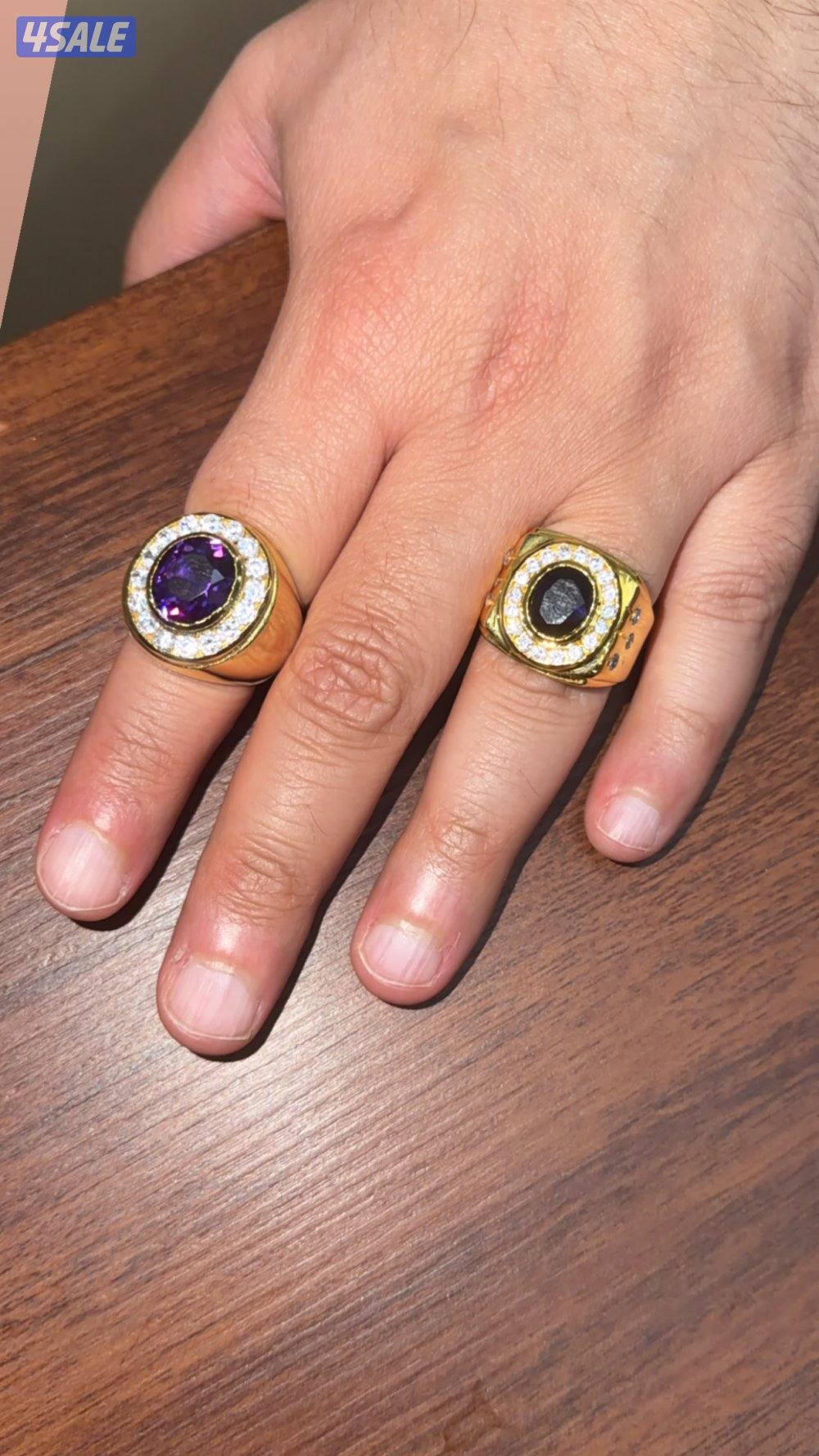 للبيع عدد 50 خاتم لون ذهبي وزنه 17 غرام مع حجر باللوان14