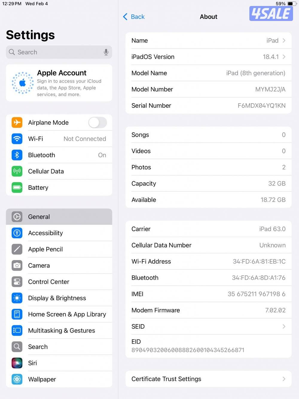 iPad 8th Generation White – 85% ايباد الجيل الثامن 32 جيجا أبيض9