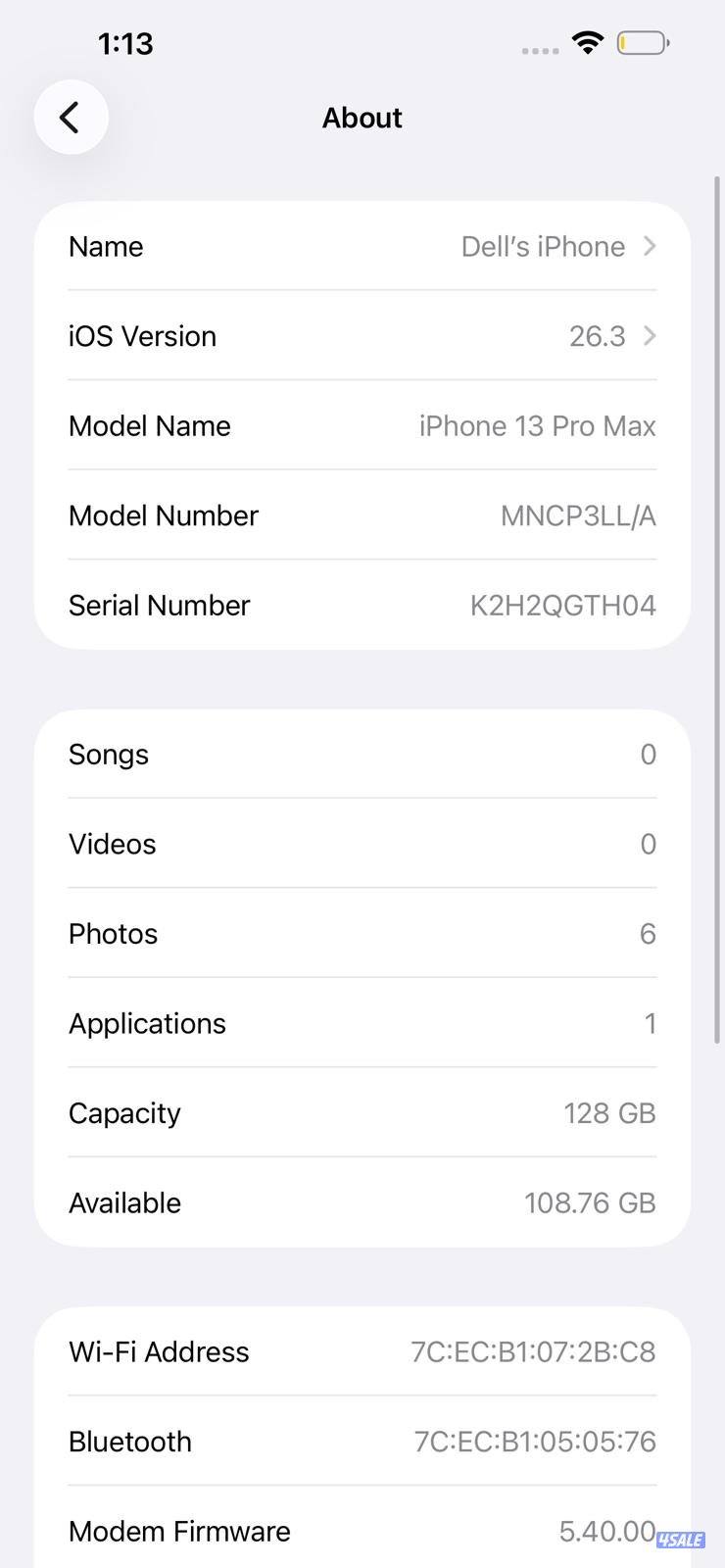 iPhone 13 Pro Max 128GB Green – 84% ايفون 13 مستعمل كالجديد بطارية10