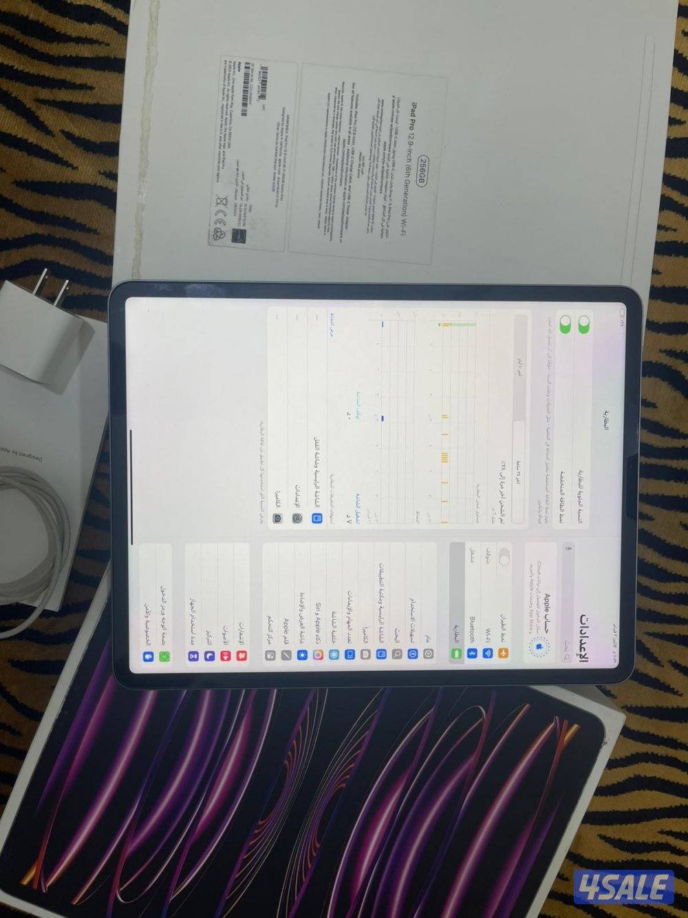 ايباد ابل برو 12.9 انش 256 قيقا بطارية 100 ام تو معالج m2 نظيف حيل5