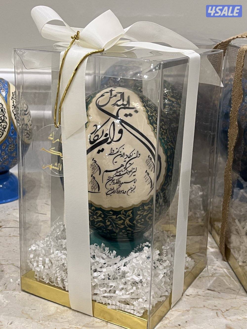 للبيع بيض نعام طبيعي منقوش0