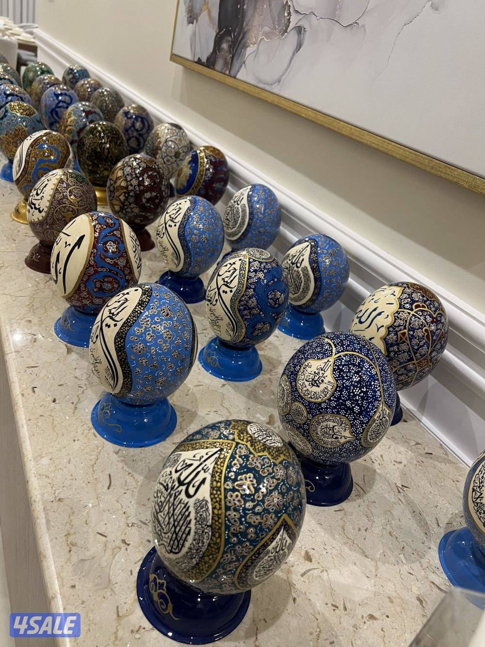 للبيع بيض نعام طبيعي منقوش2