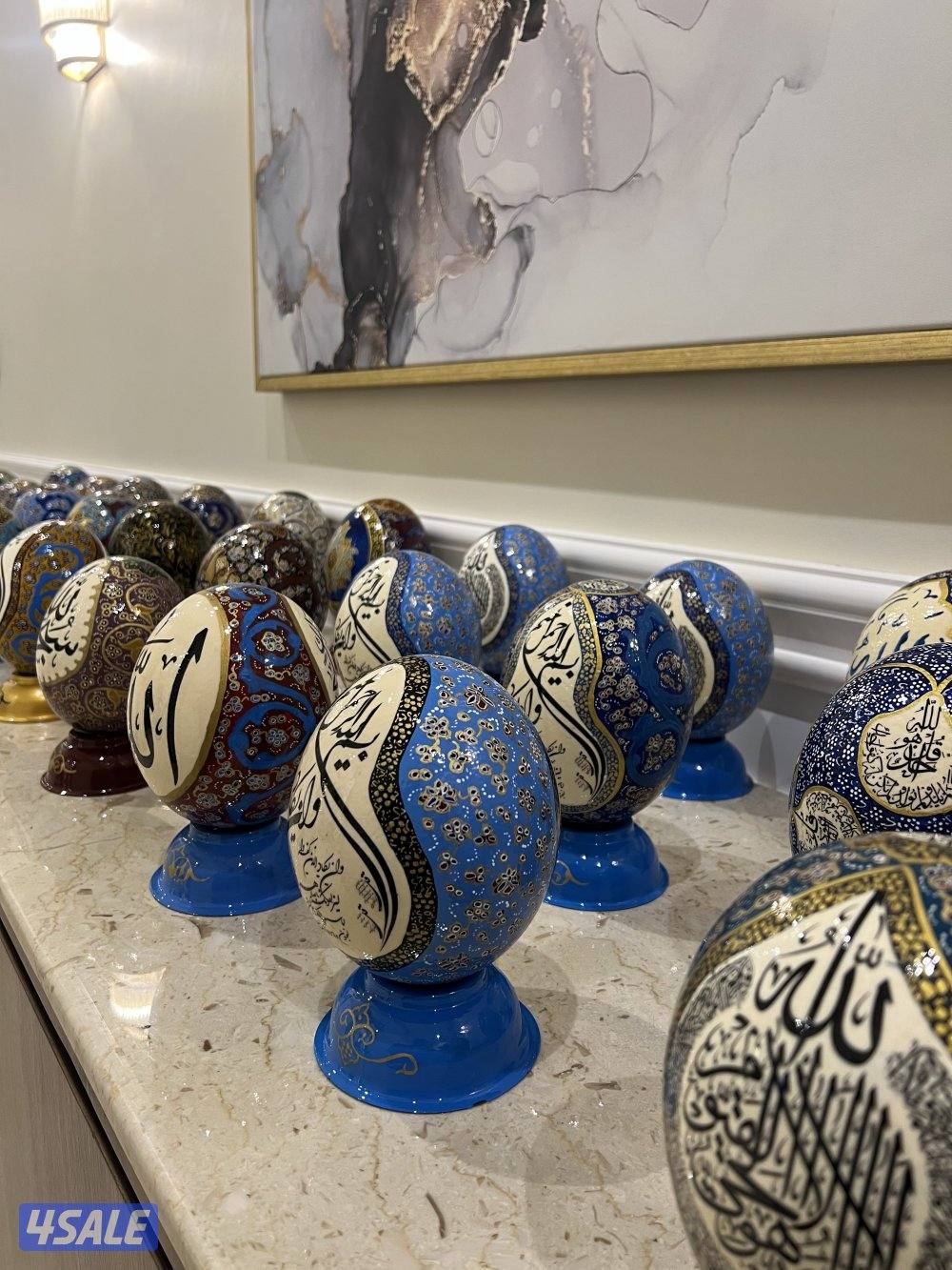 للبيع بيض نعام طبيعي منقوش3