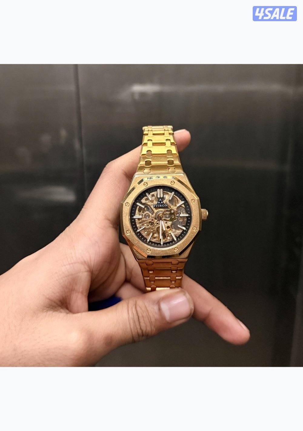 Fitron gold-chain skeleton watch0