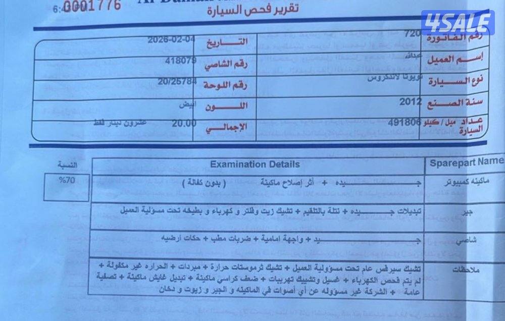 لاند 2012 GXR  V8 الفل ورقه الفحص موجوده1