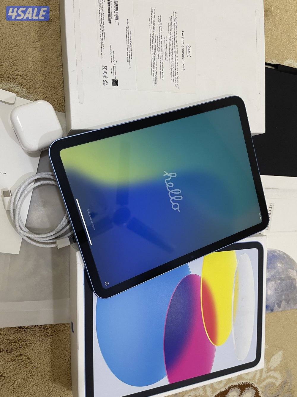 ايباد ابل 10 العاشر 10.9 انش 64 قيقا كفالة سنة الجهاز علب الفا ستور7