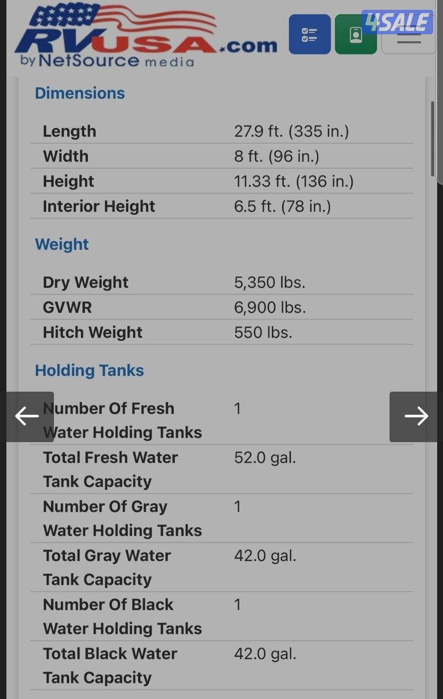 للبيع كرفان نورث تريل أمريكي12