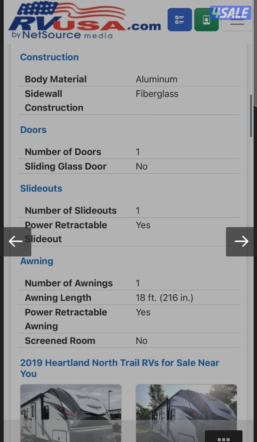 للبيع كرفان نورث تريل أمريكي13