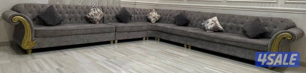 طقم كنب غنفة رمادي معى مخاد - استعمال نضيف( التواصل عبر واتساب فقط )1