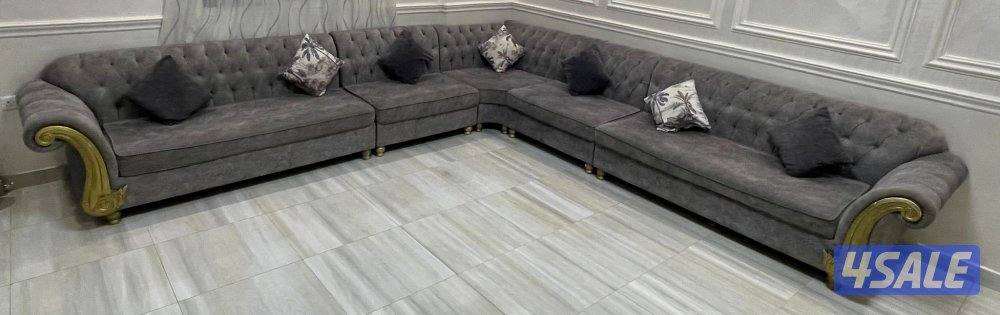 طقم كنب غنفة رمادي معى مخاد - استعمال نضيف( التواصل عبر واتساب فقط )0