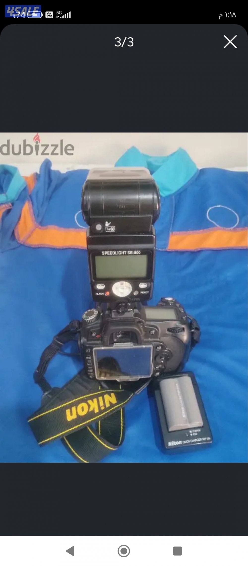 كاميرا نيكون دي90 مع فلاش نيكون 8002