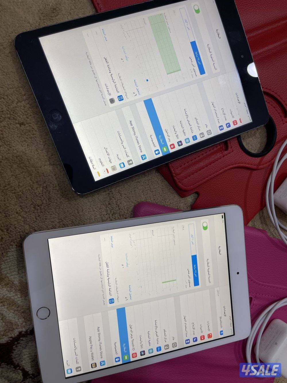ايبادين ابل ميني 3و 2 نظاف وشغالين تمام 128 قيقا و64 قيقا مع كفرات7